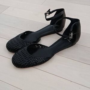 J Vincent Women's Weave Pattern Espadrille Flats Shoes Black 8.5M